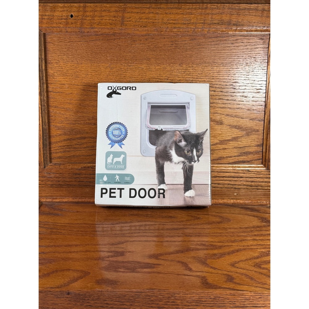 Oxgord 4 Way Locking Pet Door for Cats and Small Dogs White PTDR-0110